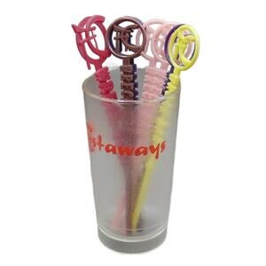 Castaways Resort Hotel Plastic Drink Cup & Wreck Bar Swizzle Stick Lot Miami MCM